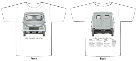 Morris Minor 5cwt Van Series II 1953 T-shirt Front & Back
